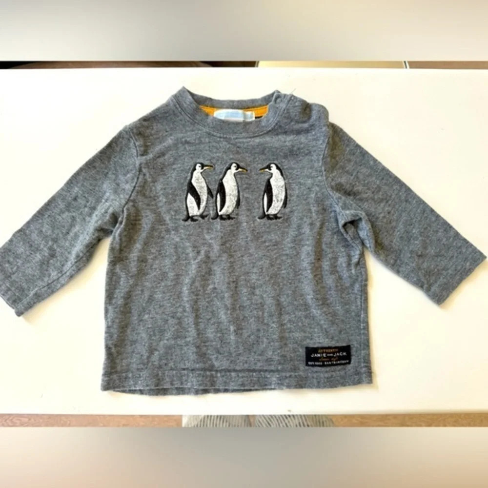 Janie and Jack long sleeve gray shirt l size 6-12month